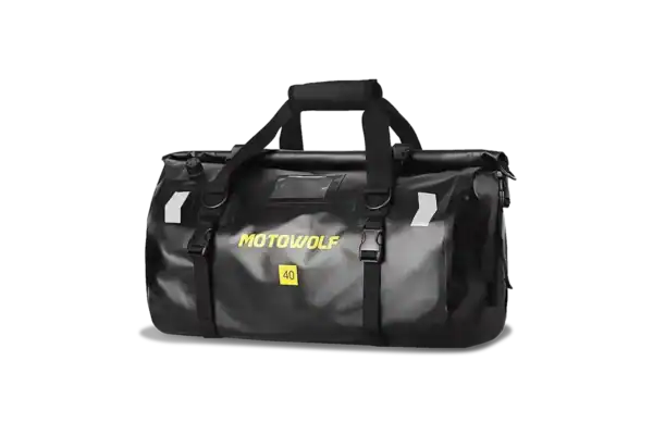 Motowolf Travel Bag attached to motorcycle