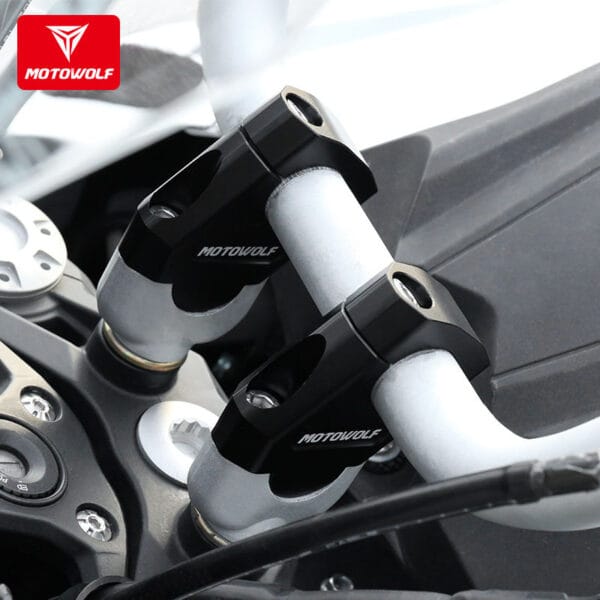 Motowolf Handlebar Riser 22mm – Universal Motorcycle Handlebar Height Raiser 5 Motowolf Handlebar Riser installed on motorcycle
