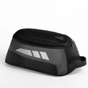 Black Motowolf Magnetic Tank Bag mounted on the steel fuel tank of a motorcycle