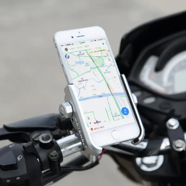 Motowolf Aluminium Mobile Holder – Adjustable Metal Phone Mount for Motorcycle 2 Motowolf aluminium mobile holder front view