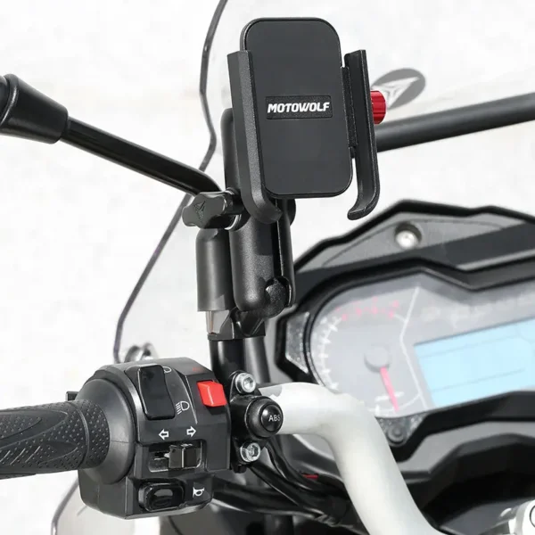 Motowolf Mobile Holder – Silicone Non-slip 4–6.5 Inch Motorcycle Phone Stand 12 Motowolf Mobile Holder with iPhone