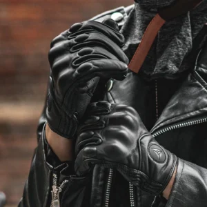 Close-up of the supple, high-quality genuine leather grain on the Motowolf Full Finger Goatskin Leather Gloves
