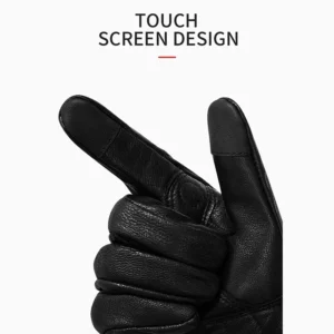 View of the double-layered leather and shock-absorbing palm pads on the Motowolf Full Finger Goatskin Leather Gloves