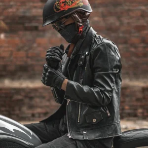Detailed view of the impact padding over the individual finger joints on the Motowolf Full Finger Goatskin Leather Gloves