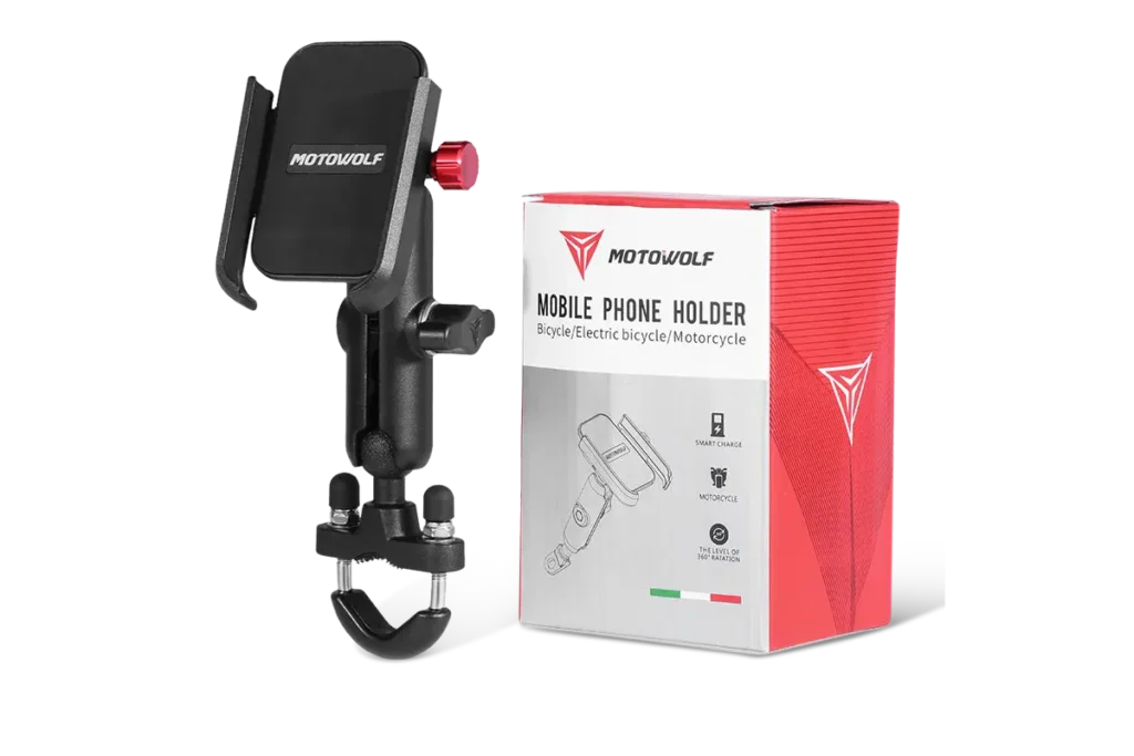 Motowolf Mobile Holder - Aluminum Alloy Cellphone Holder 1 Motowolf Mobile Holder on Motorcycle