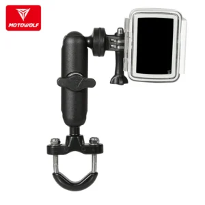 Motowolf Camera Mount Installed on Bike Handlebar for Stable Footage