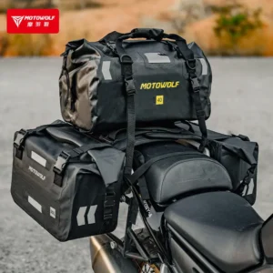 Motowolf Travel Bag attached to motorcycle