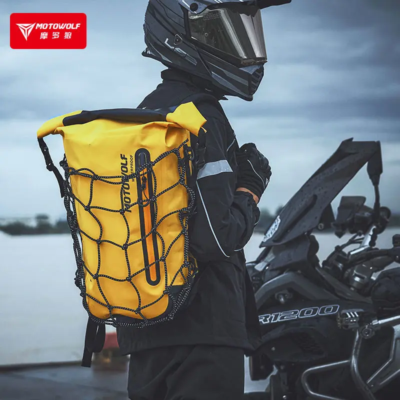 Motowolf Waterproof Backpack – Motorcycle Helmet Bag 12 Motowolf Waterproof Backpack side compartments