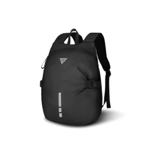 Black Motowolf Helmet Bag holding a full-face motorcycle helmet on a motorcycle seat