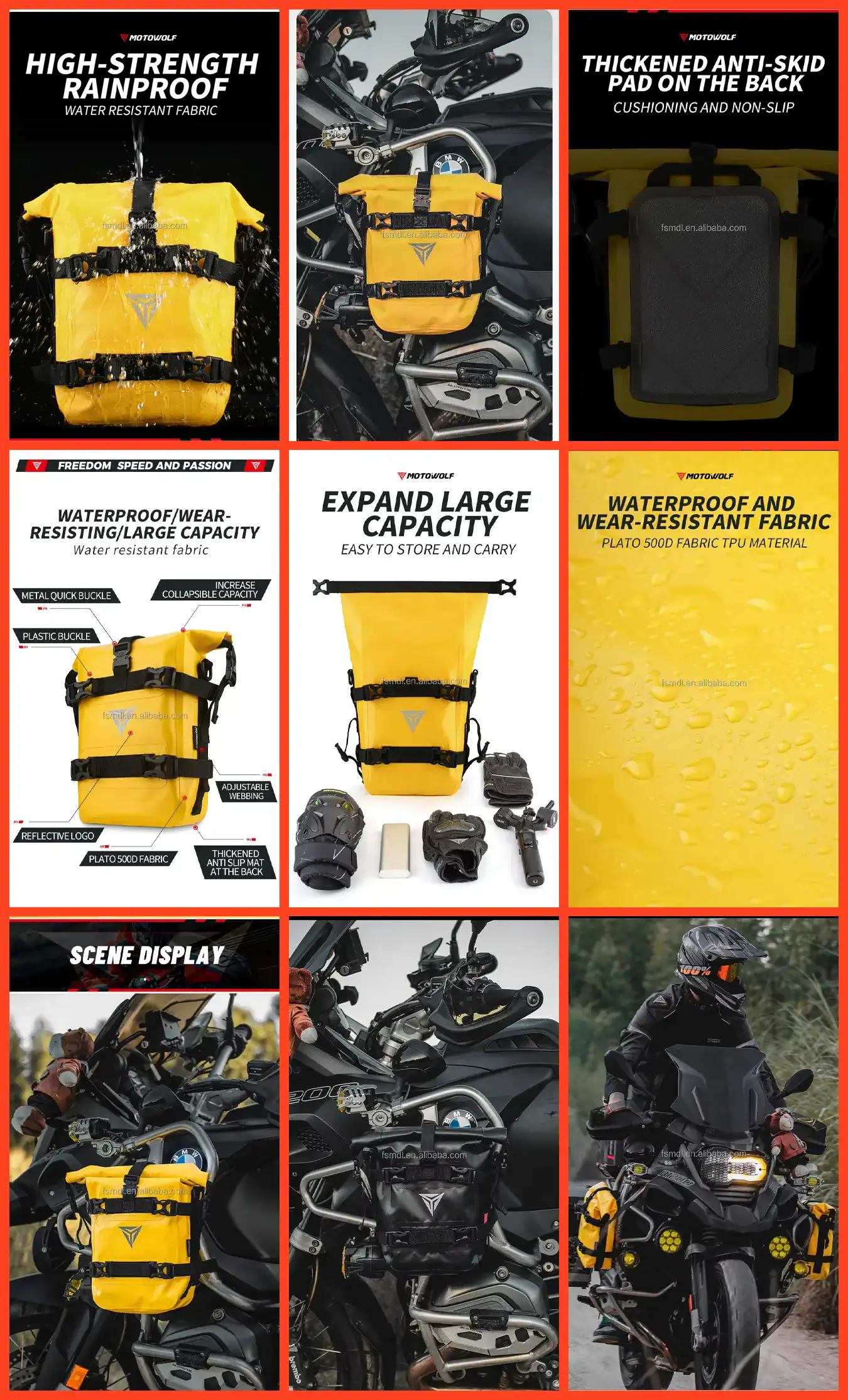 MOTOWOLF Motorcycle Saddle Bag–Waterproof Folding Buckle 7 MOTOWOLF Motorcycle Saddle Bag unisex wearing view