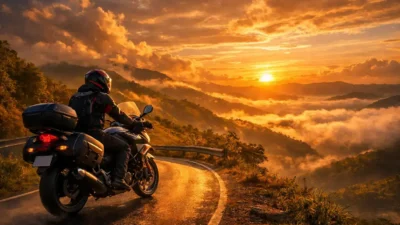 Panoramic view of fluffy white clouds floating below the green mountain peaks of Nilgiri in Bandarban