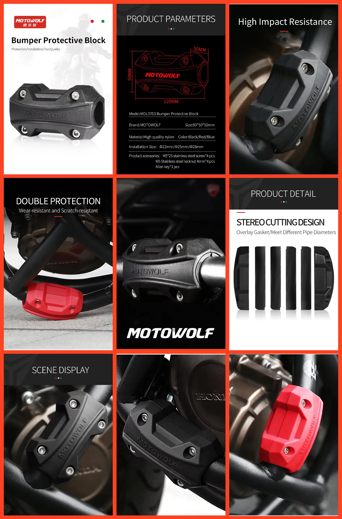 Motowolf Motorcycle Crash Bar Protection – Bumber Safety Accessories 22 Motowolf motorcycle engine crash bar guard installed
