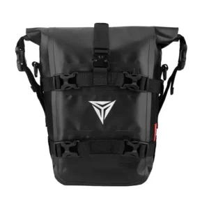 MotoWolf motorcycle saddle bag mounted on bike, waterproof touring side luggage