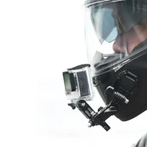 Helmet camera mount for action cameras with 360° rotation.