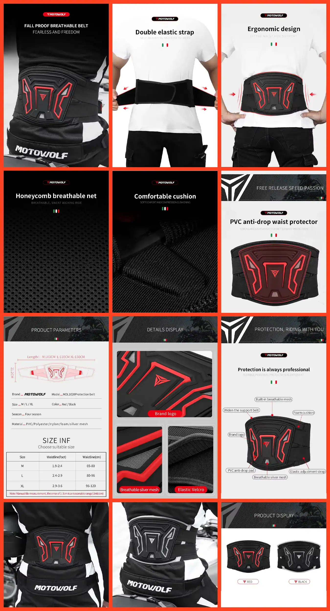 MOTOWOLF Protective Belt — Motorcycle Riding Waist Protection Belt 16 MOTOWOLF Waist Protective Belt Close-Up