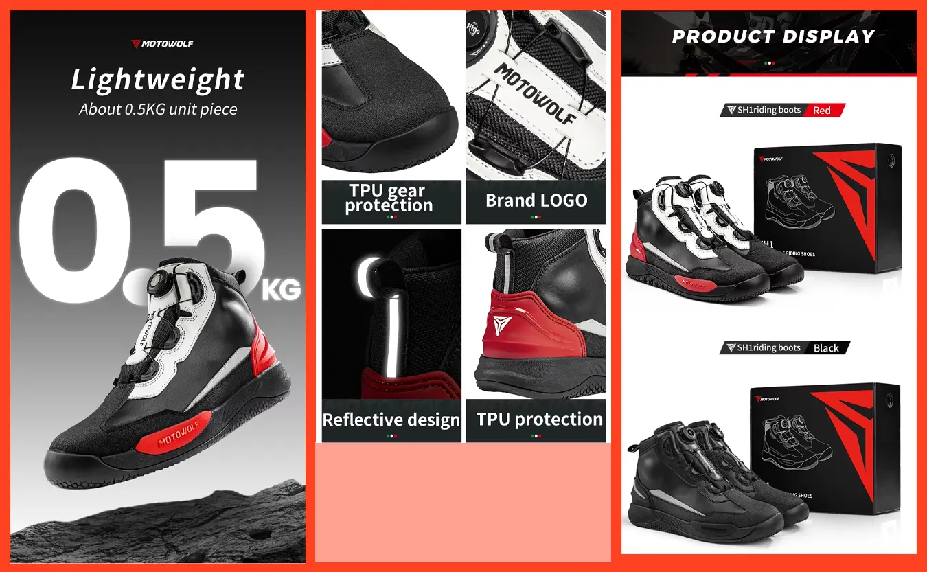 MOTOWOLF Waterproof Riding Shoes – Motorcycle Protective Riding Boots 8 MOTOWOLF riding shoes anti slip motorcycle boots