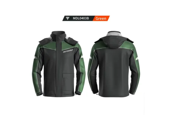 MOTOWOLF Raincoat V4 – Waterproof Motorcycle Riding Raincoat Army Green 1 Motowolf-Raincoat-Main