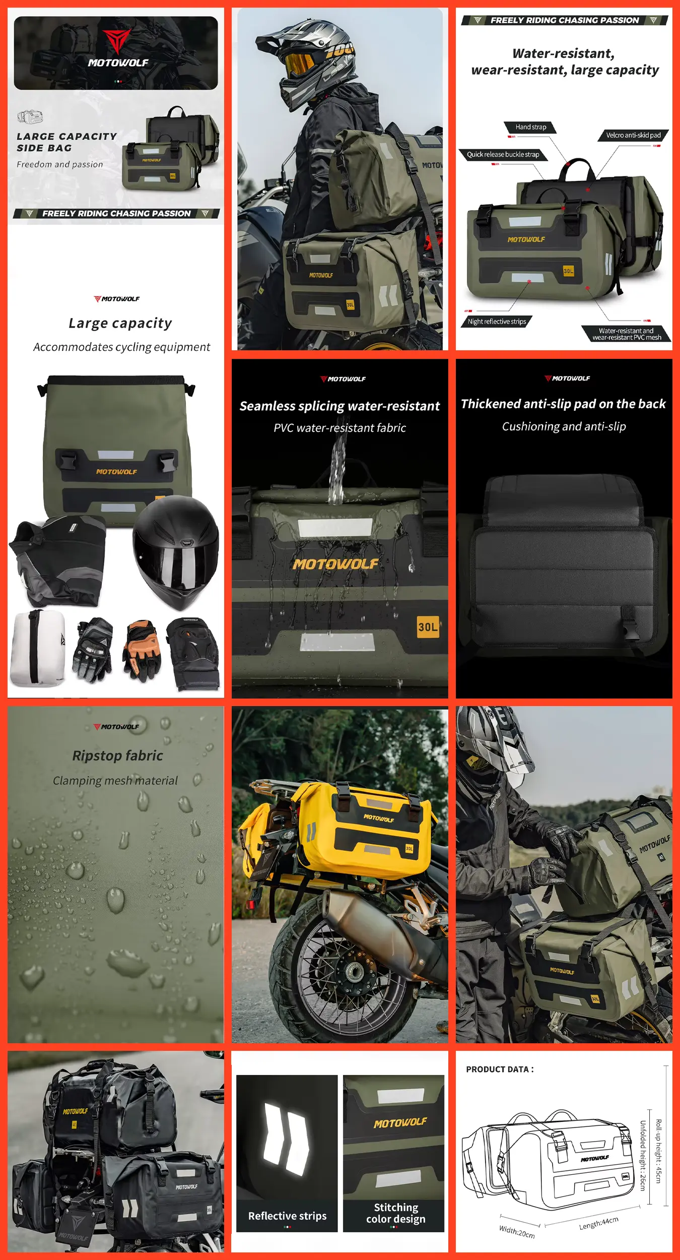 MOTOWOLF Saddle Bag: Waterproof Motorcycle Side Saddle Bags 8 MOTOWOLF Saddle Bag Universal Fit on Motorcycle Crash Bar