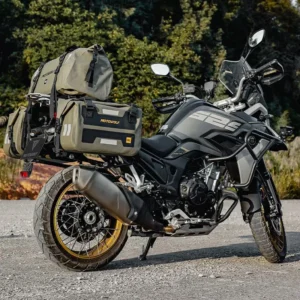 Rider carrying MOTOWOLF Saddle Bag with a shoulder strap