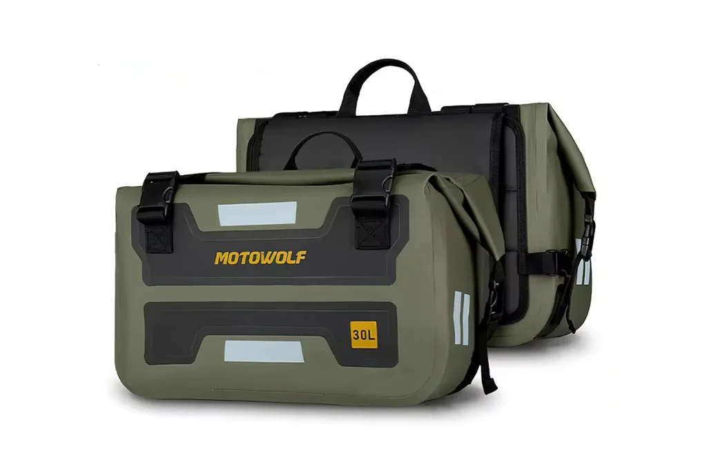 MOTOWOLF Saddle Bag attached to a motorcycle