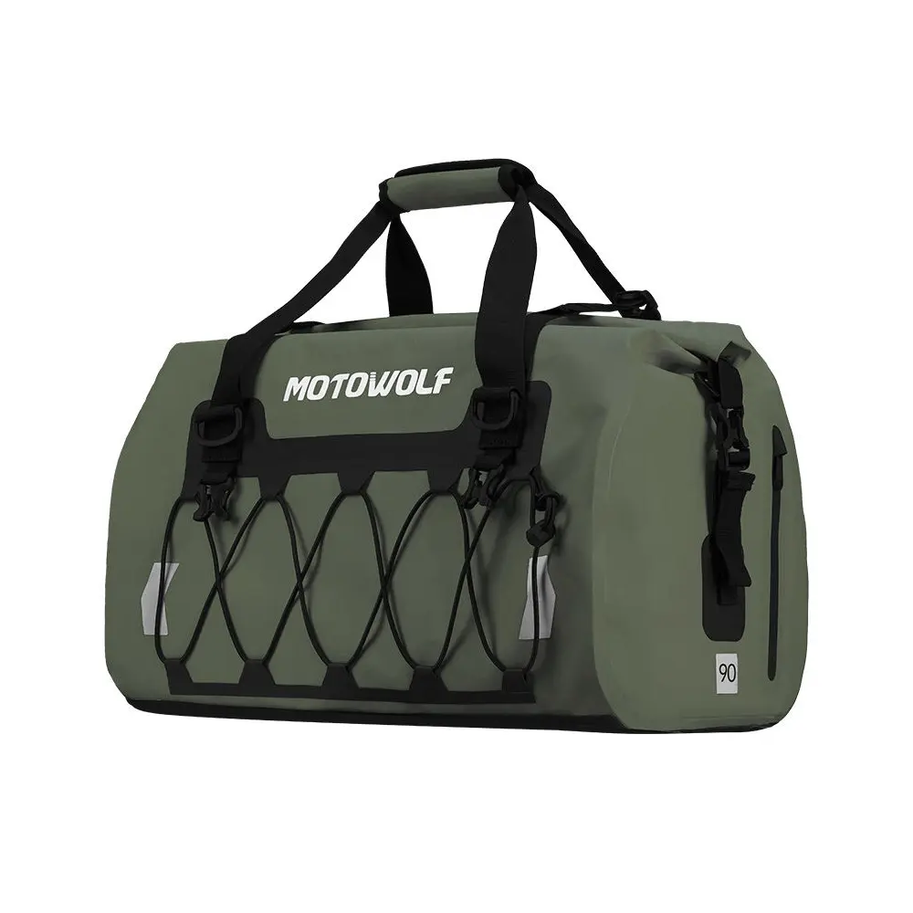 Motowolf Tail Bag MB4 – Premium PVC Waterproof Motorcycle Luggage 3 Motowolf Tail Bag MB4 reflective strips for night riding