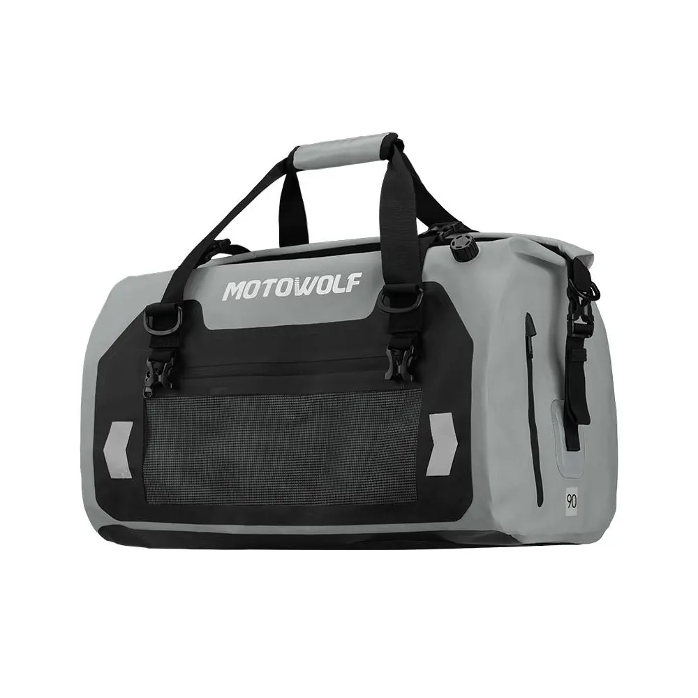 Motowolf Tail Bag MB4 – Premium PVC Waterproof Motorcycle Luggage 4 Motowolf Tail Bag MB4 carrying as a duffle bag with shoulder strap