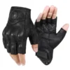 MOTOWOLF Half Finger Riding Gloves in black leather
