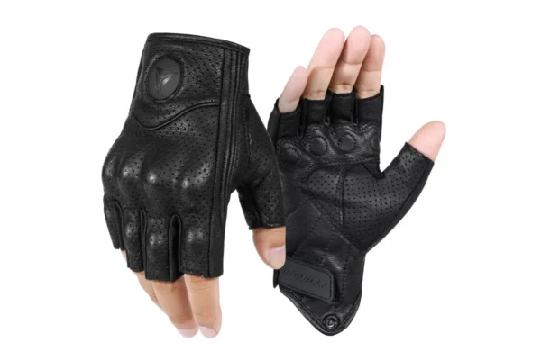 MOTOWOLF Half Finger Riding Gloves in black leather