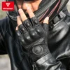Double stitching details on Motowolf leather motorcycle gloves