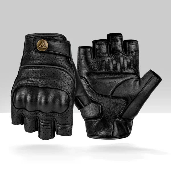 MOTOWOLF Leather Gloves – Retro Half Finger Motorcycle Riding Gloves 2 Adjustable wrist closure on MOTOWOLF half finger leather gloves
