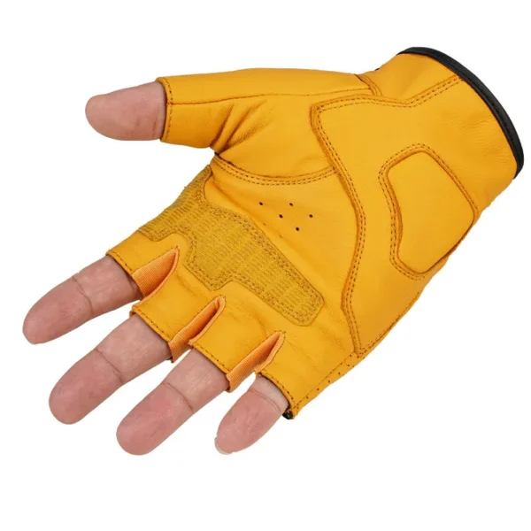 MOTOWOLF Leather Gloves – Retro Half Finger Motorcycle Riding Gloves 3 Double-stitched seams on vintage MOTOWOLF motorcycle gloves