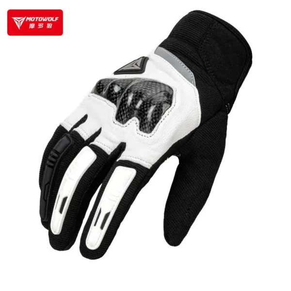 Motowolf Leather Motorcycle Gloves Knuckle Armor