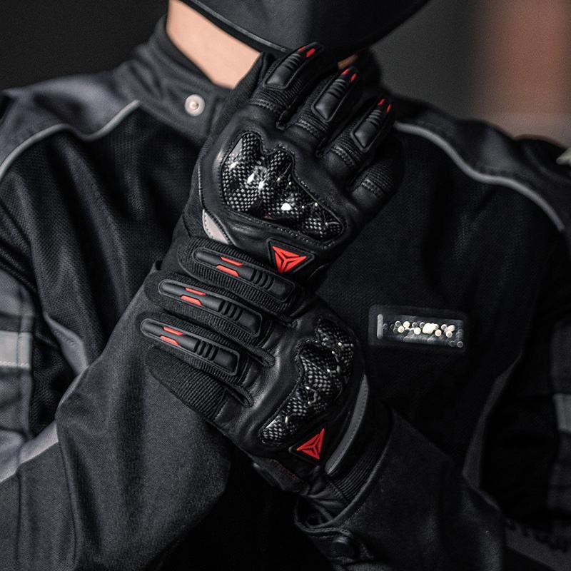 Motowolf Leather Gloves – Premium Motocross Riding Gear 8 Close-up of the micro-perforated cooling zones along the fingers of the Motowolf Leather Full Finger Gloves