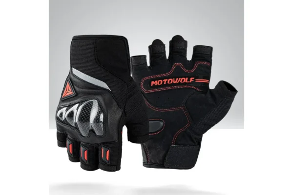 Motowolf Half Finger Leather Gloves Tactile Grip