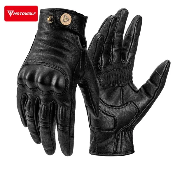 Motowolf Retro Leather Gloves Touchscreen Ready