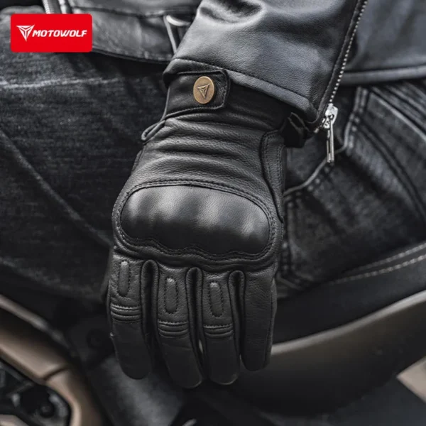 Motowolf Retro Leather Gloves Touchscreen Ready