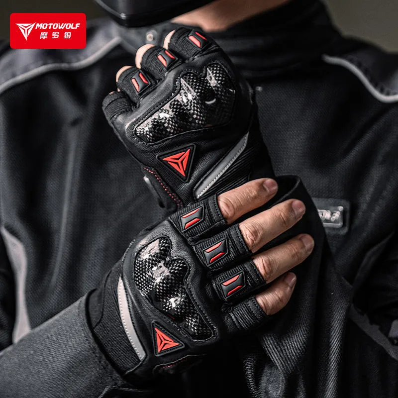 Motowolf Half Finger Leather Gloves – Retro Summer Riding Gear 2 Motowolf Half Finger Leather Gloves Ventilation