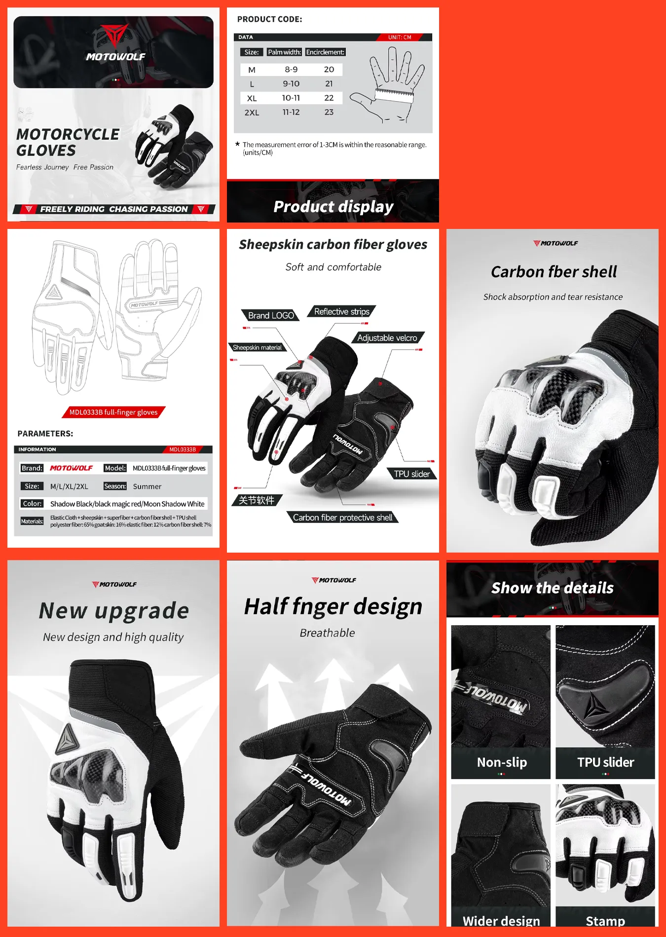 Motowolf Leather Gloves – Premium Motocross Riding Gear 31 motowolf half finger leather gloves size chart
