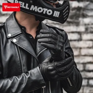Motowolf Retro Leather Gloves Anti-Slip Palm