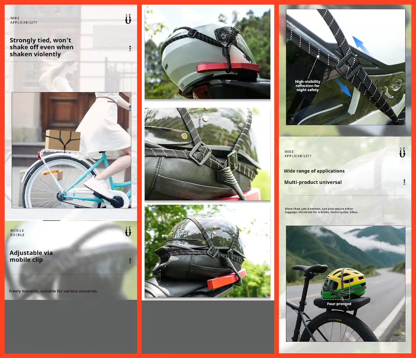 Kewig Adjustable Reflective Motorcycle Luggage Rope - Motorcycle Bungee Cord 8 A touring motorcycle fully loaded with dry bags strapped down by the Motorcycle Luggage Rope