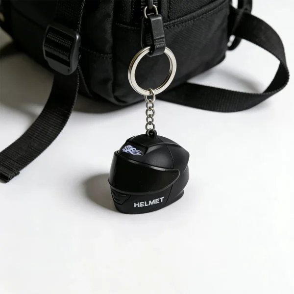 Helmet Key Ring – Creative Motorcycle Helmet Keychain with LED Light 4 Helmet Key Ring Backpack Decoration