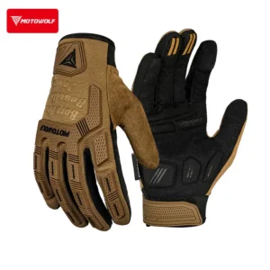 Close-up of the adjustable velcro wrist strap and anti-slip grip pattern on Motowolf GM10 Riding Gloves