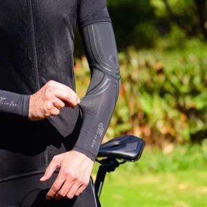 Detailed view of the elastic anti-slip upper cuff on the Flame Hand Sleeve