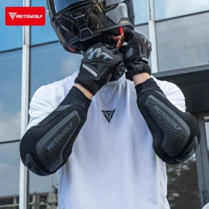 The white color variant of the Motowolf Riding Elbow Pads EG1 displayed flat