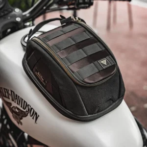 Close-up of the heavy-duty scratch-free magnetic base on the bottom of the Motowolf Retro Magnetic Tank Bag MB11