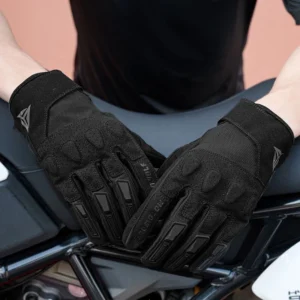 Close-up of the hard knuckle armor and breathable mesh fabric on the Motowolf Riding Gloves GM9