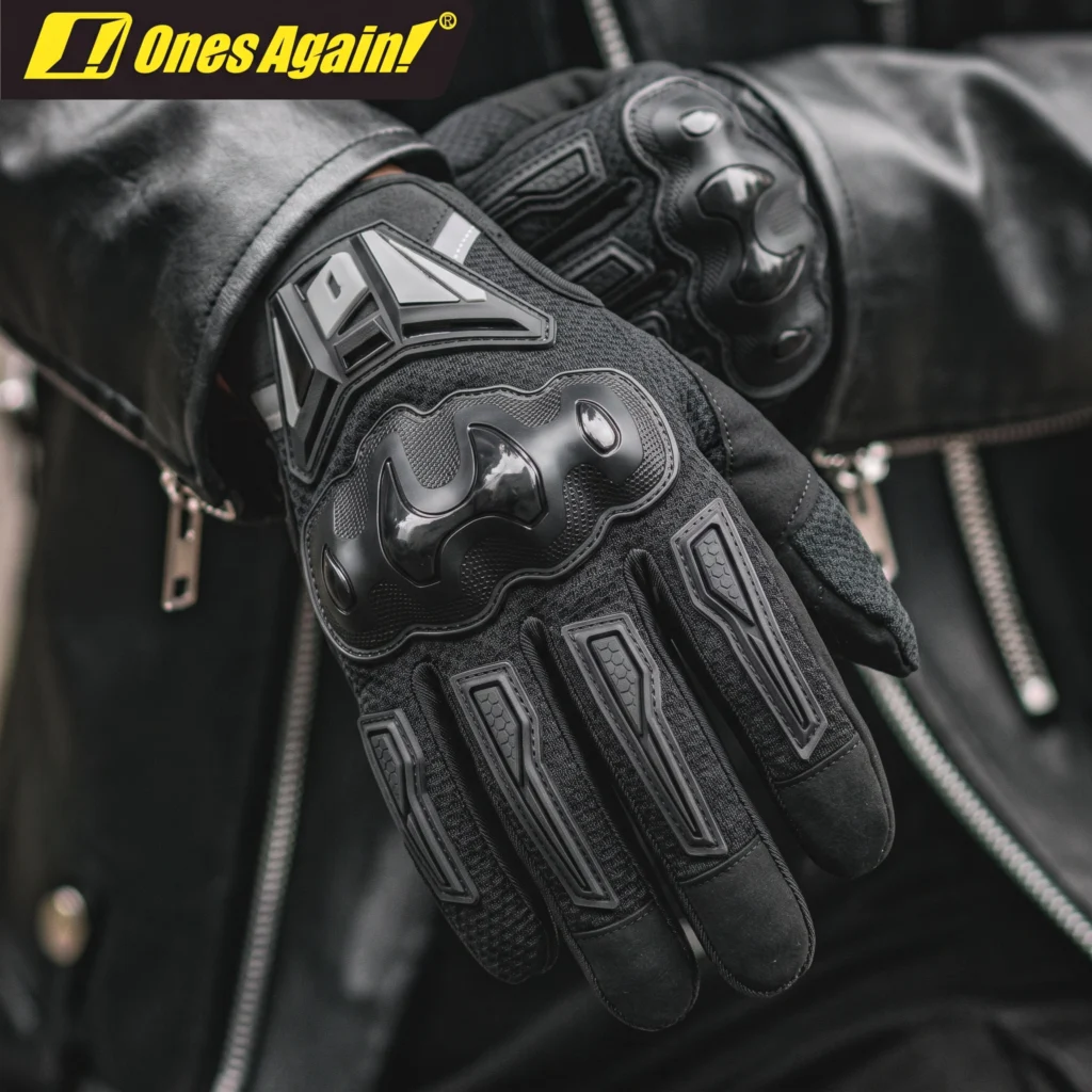 Close-up of the molded protective knuckle armor on the Ones Again MG35 Full Finger Gloves