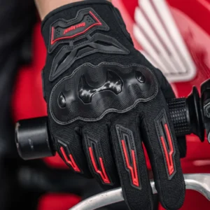 Detailed view of the textured microfiber palm and vibration-dampening pads on the Ones Again Full Finger Gloves MG41