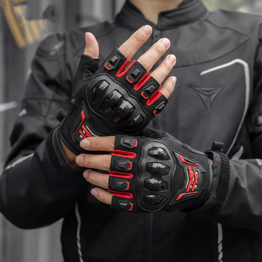 Detailed view of the padded microfiber palm with anti-slip silicone texturing on the Ones Again Half Gloves MG14D