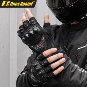 Close-up of the finger pull-tab loops on the Ones Again Half Gloves MG14D demonstrating easy glove removal